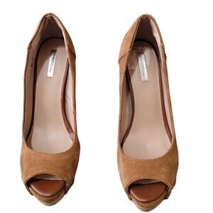 Zara Collection Brown Platform Peep-Toe Stiletto Heels Sz 39 (8)